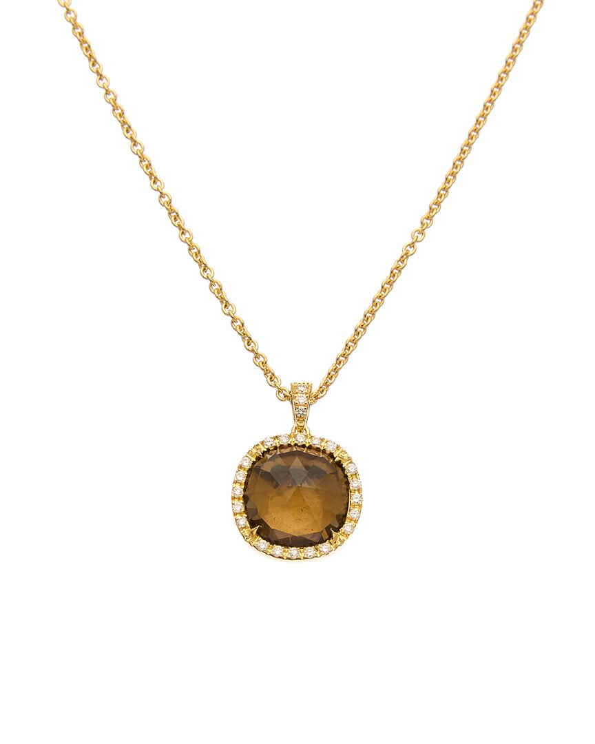 Jaipur 18K 0.17 Ct. Tw. Diamond & Smoky Quartz Necklace