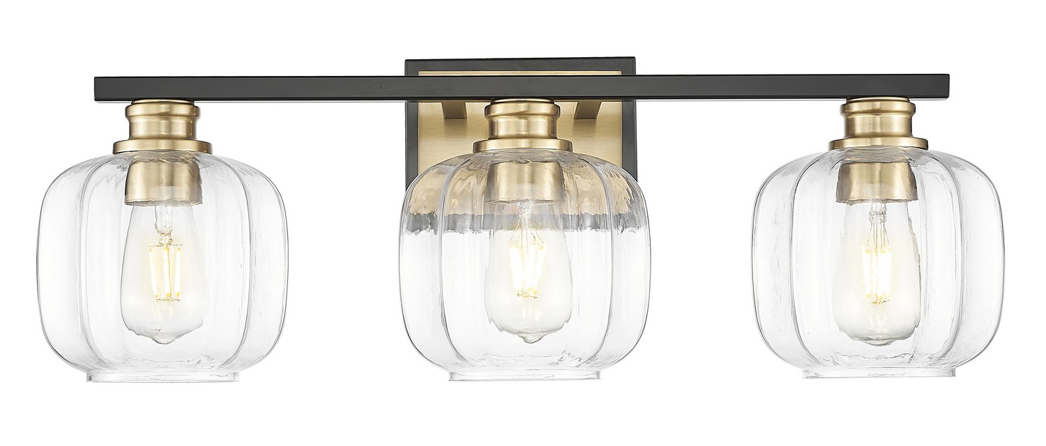 Matte Black and Brass Bathroom Vanity Light from the Oxley Collection