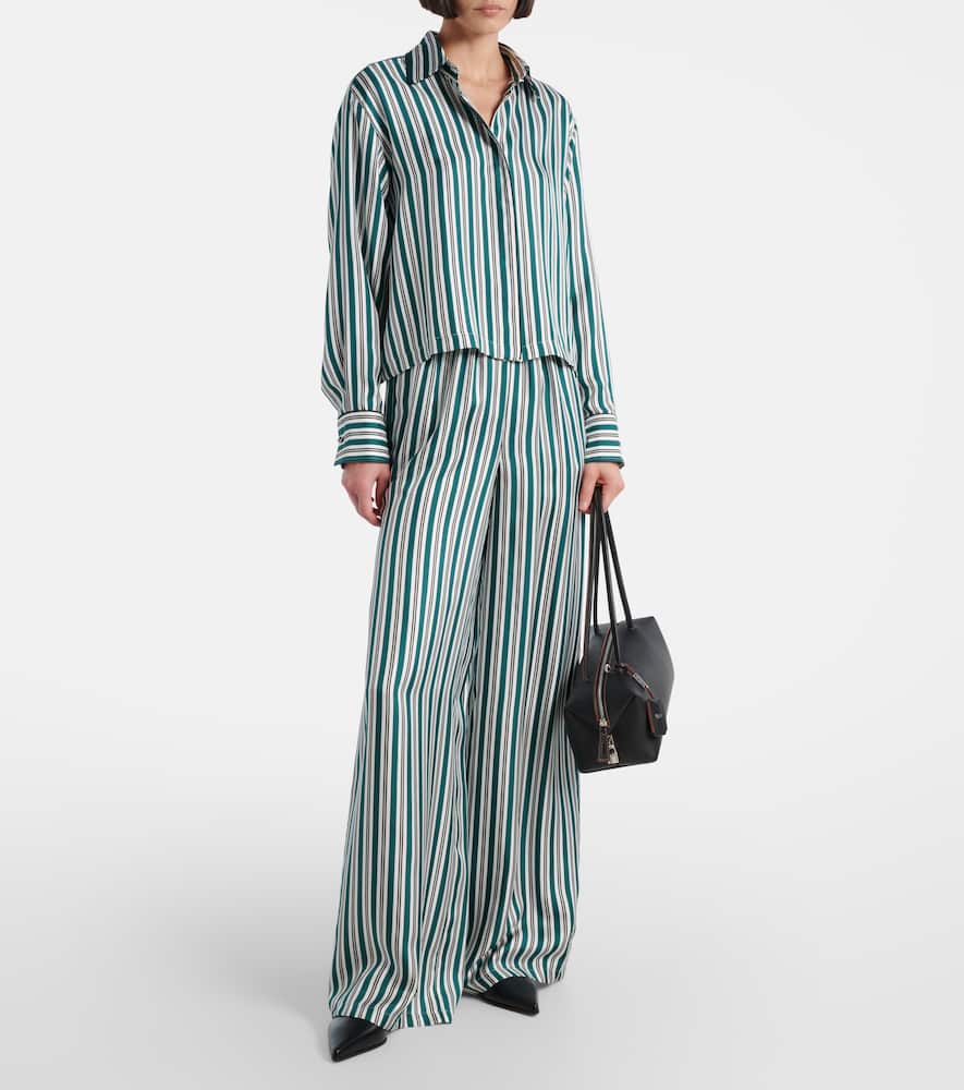 Ladino striped wide-leg silk twill pants