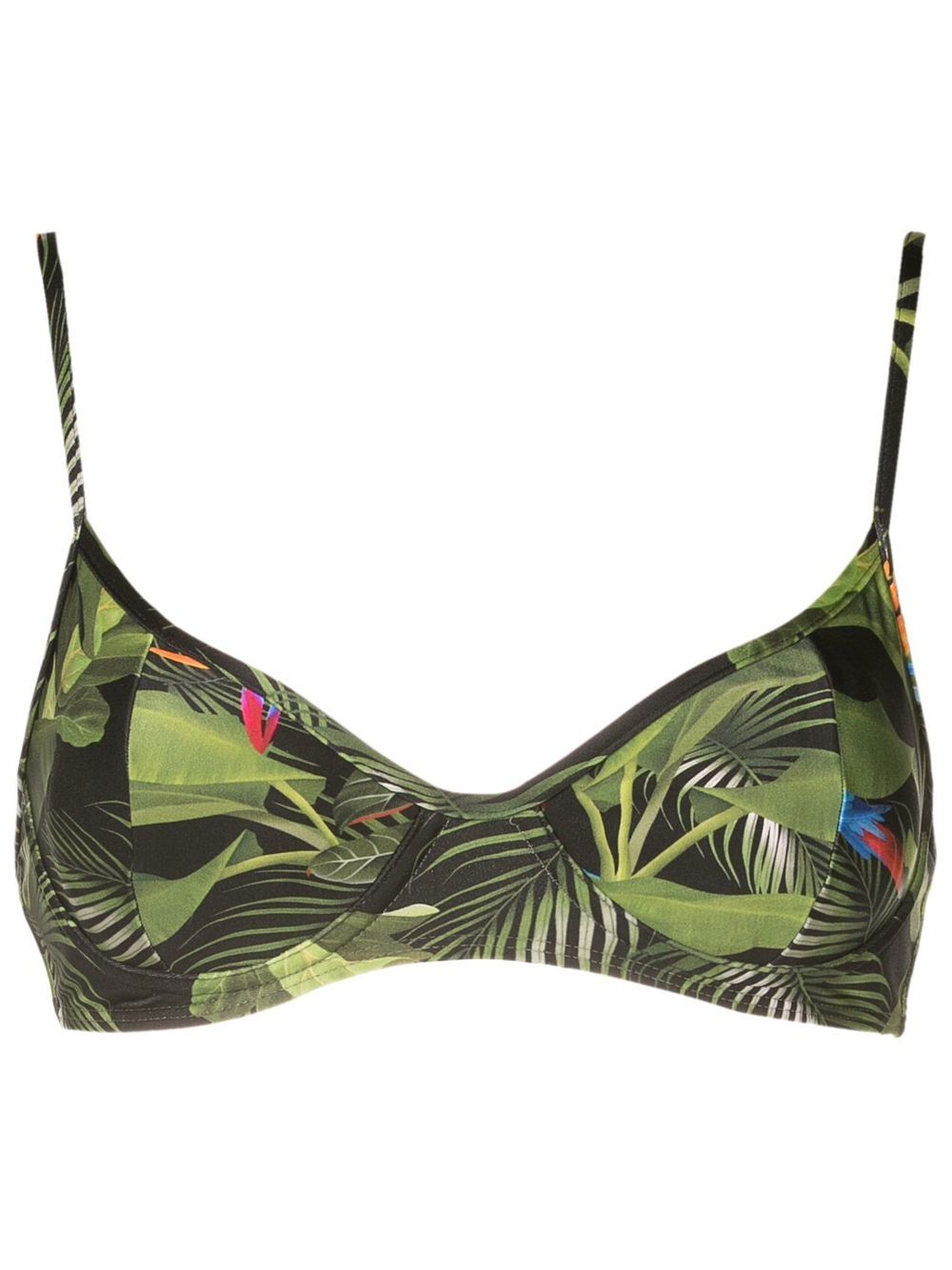 Fiji botanical-print bikini top - Green