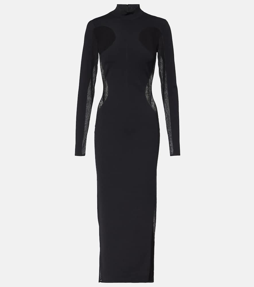 Miracle mesh-paneled knitted maxi dress