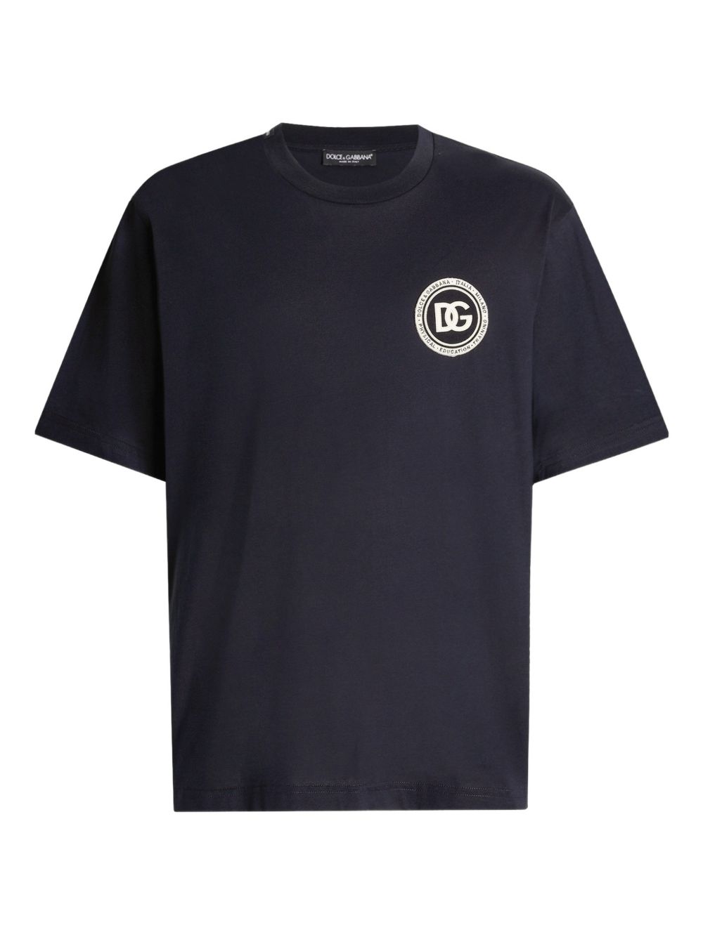 Men's Cotton Crew-Neck Sweater with Chest Patch (Size 48)