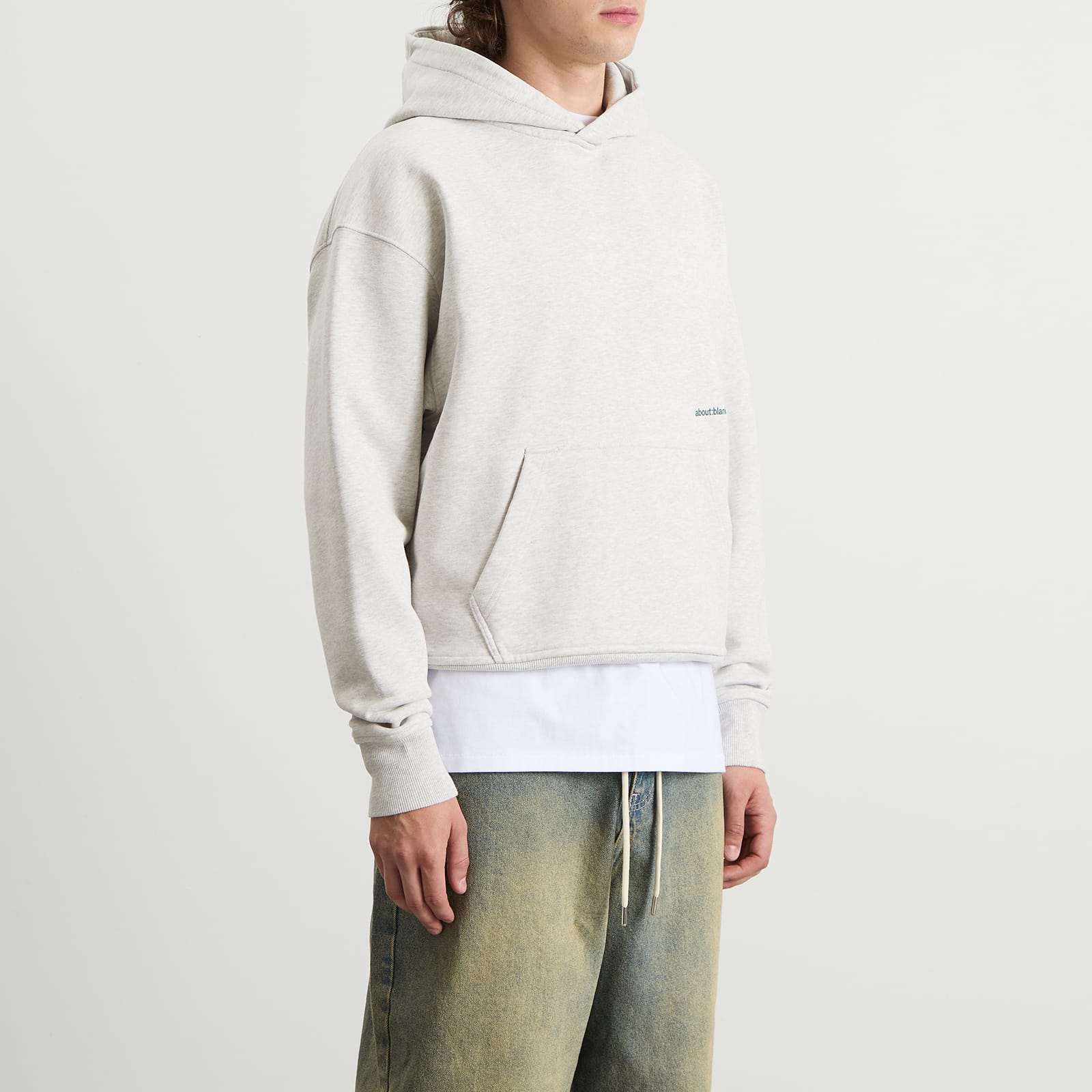Men's Box Logo Hoodie Grey/Epsom Green
