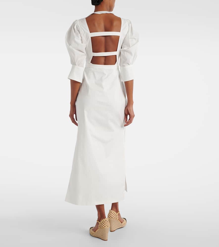 Puff-sleeve cotton maxi dress