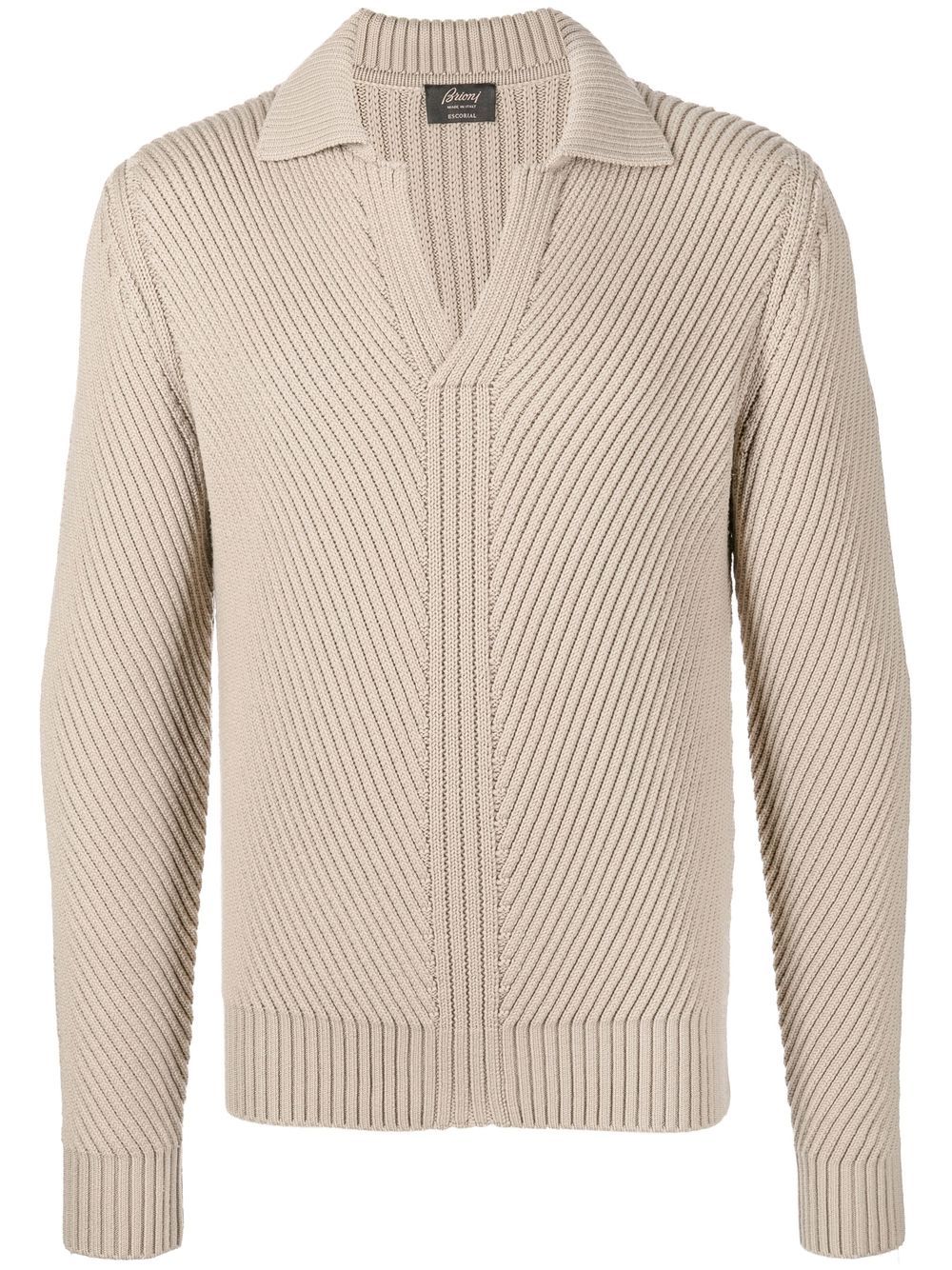 V-neck ribbed-knit jumper - Neutrals