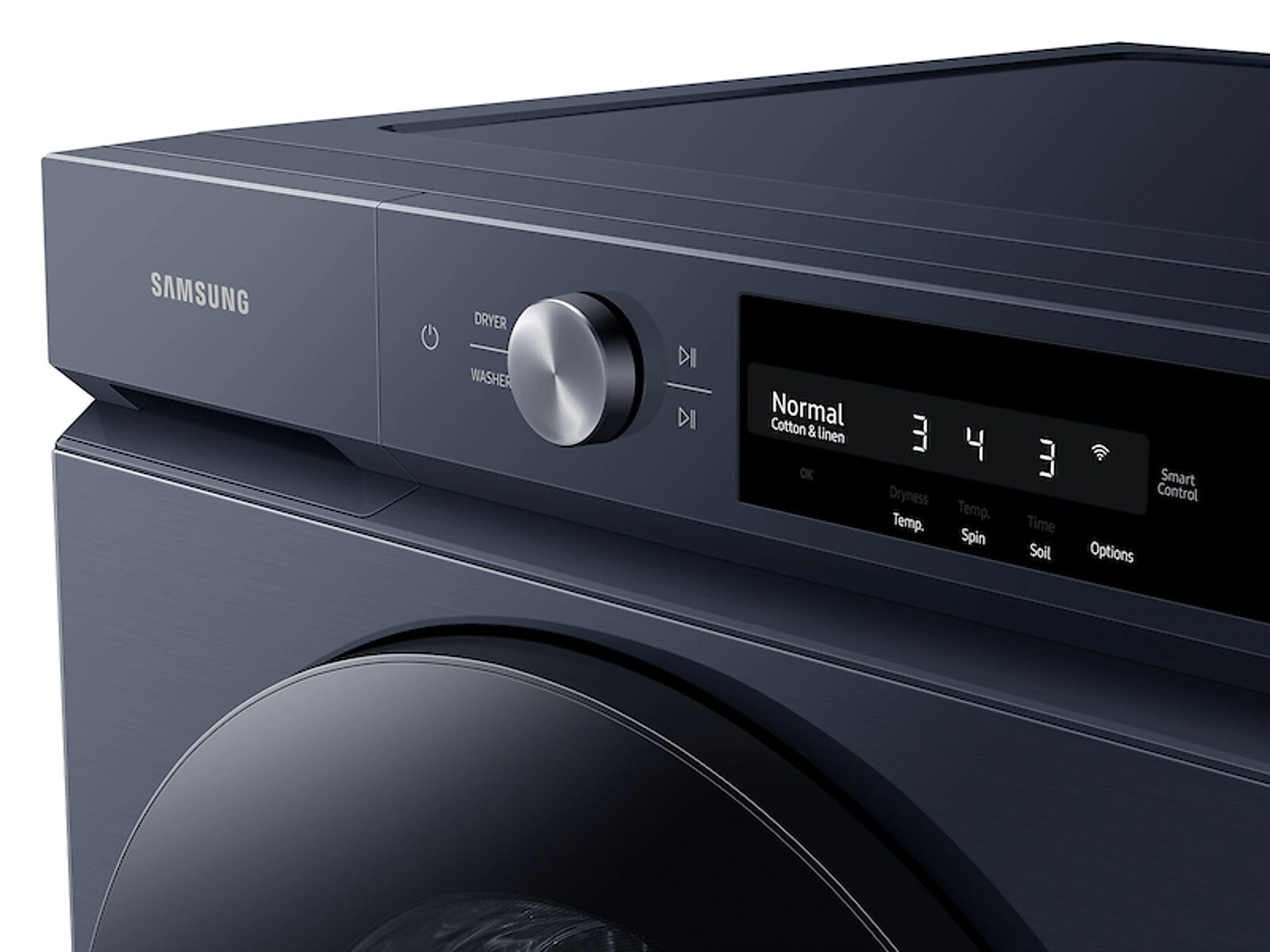 Bespoke 4.6 cu. ft. Large Capacity Front Load Washer with Super Speed Wash and AI Smart Dial in Brushed Navy Blue(WF46BB6700ADUS)