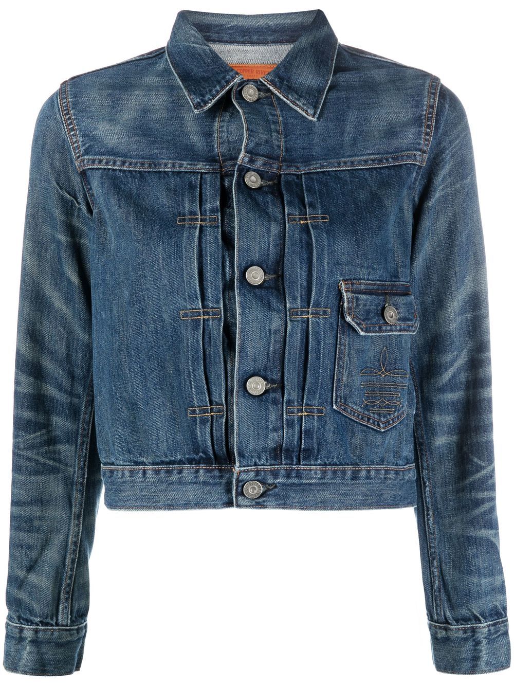 Stonewashed cropped denim jacket - Blue