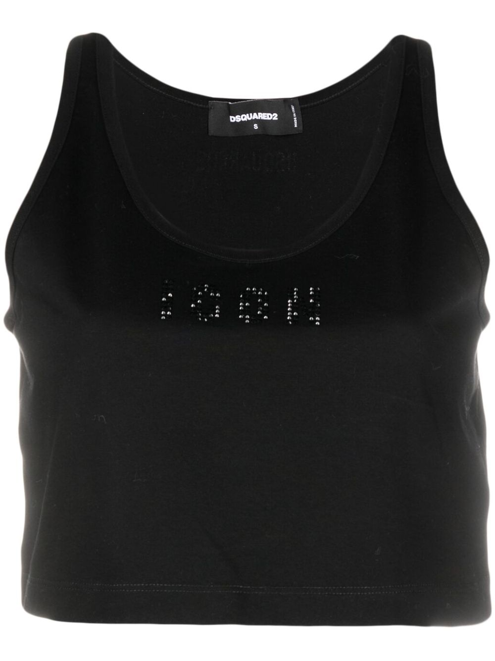 Sleeveless logo-embellished crop top - Black