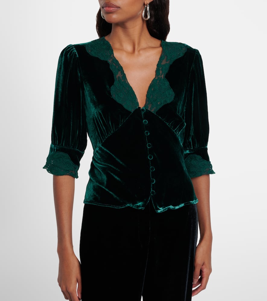 Amanda lace-trimmed velvet top