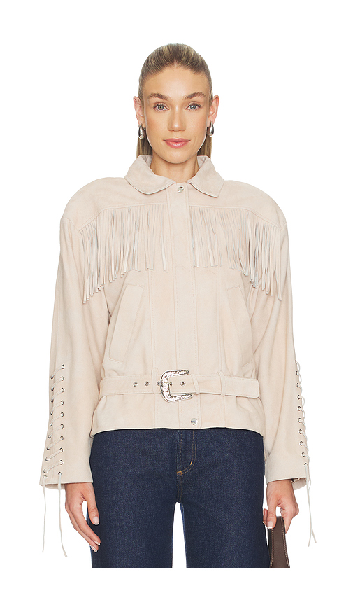 LAMARQUE Kyel Suede Jacket in Cream. L. Also in S, XS
