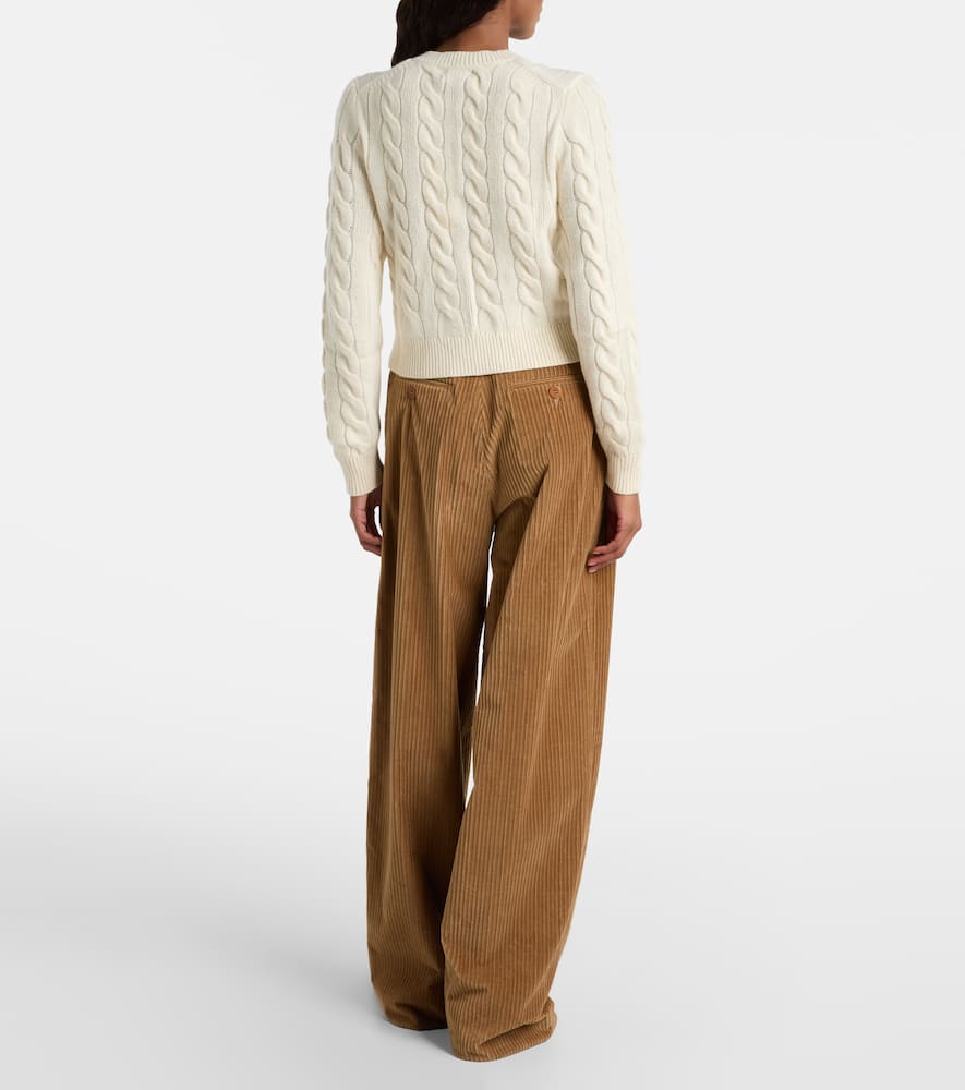 Cable-knit wool and cashmere cardigan