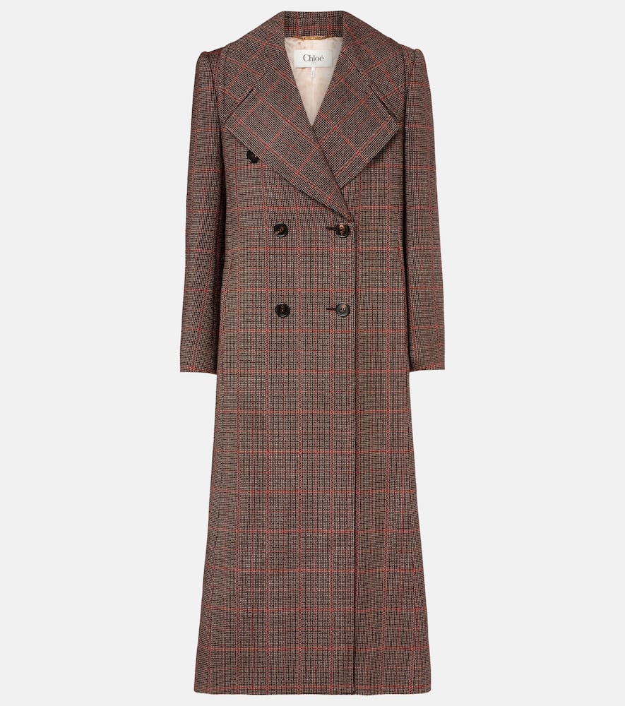 Chloé Checked double-breasted virgin wool coat