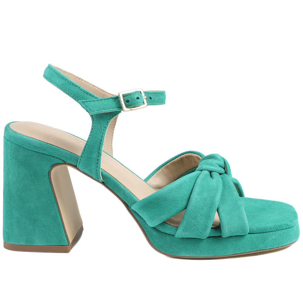 Jones Bootmaker Womens Gloriana Block Heel Leather Buckled Sandals - Green