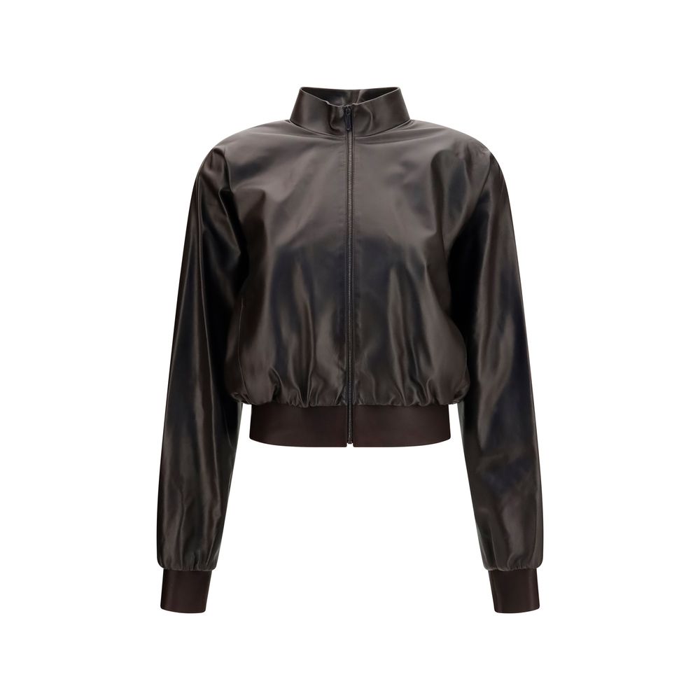 Nappa Leather Bomber Jacket — Brown