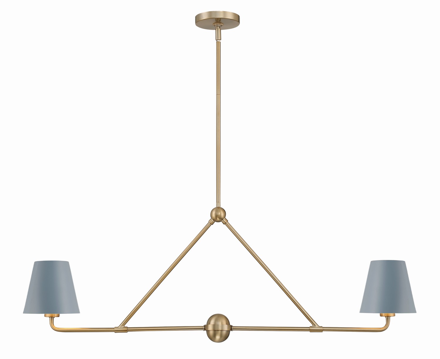 Xavier 2-Light Chandelier in Vibrant Gold with Blue