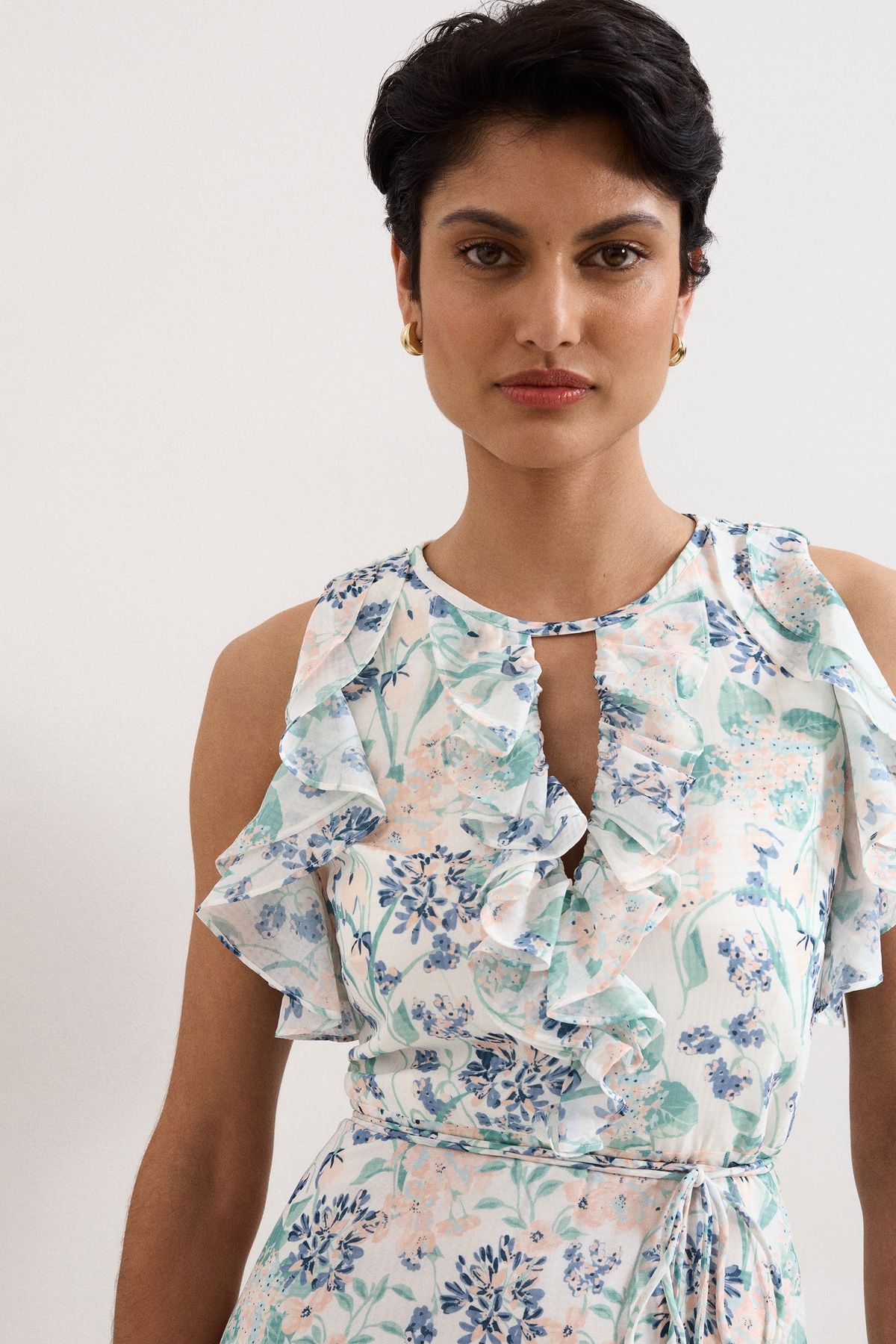 Phase Eight Rachel Floral Ruffle Detail Maxi Dress In Off White