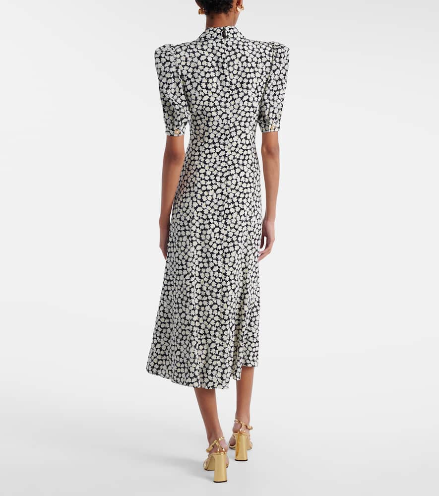 Floral printed silk midi dress