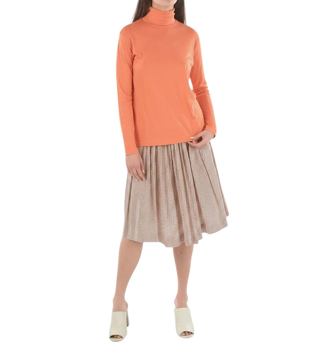 Orange Solid Turtle Neck Sweater