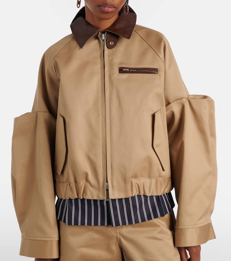 Leather-trimmed cotton blouson jacket