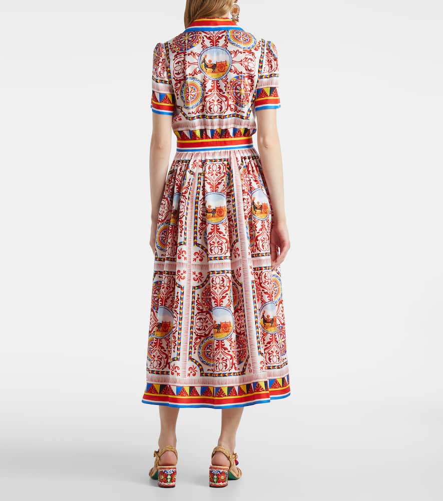 Printed silk midi dress