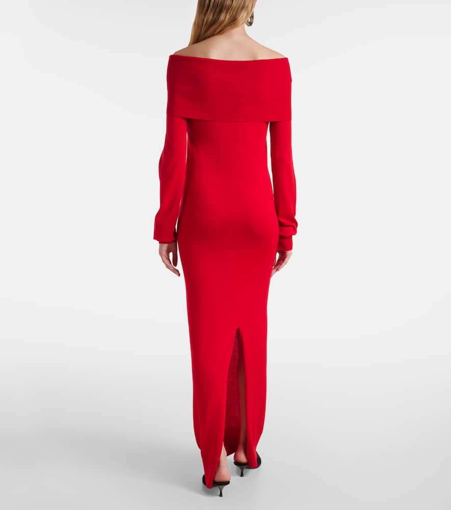 Off-shoulder wool maxi dress