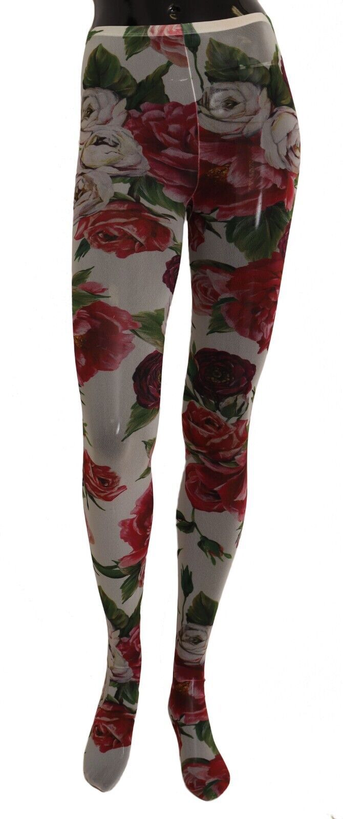 Floral-Print Nylon Leggings — White