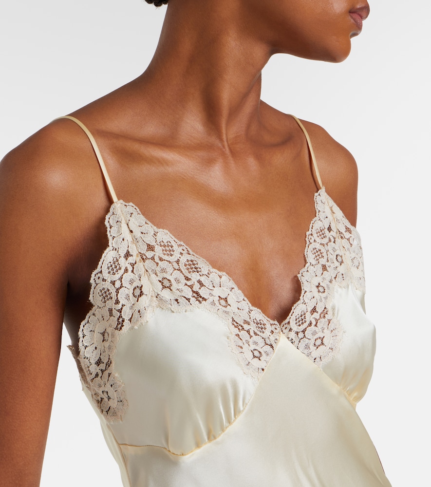 Lace-trimmed silk satin camisole