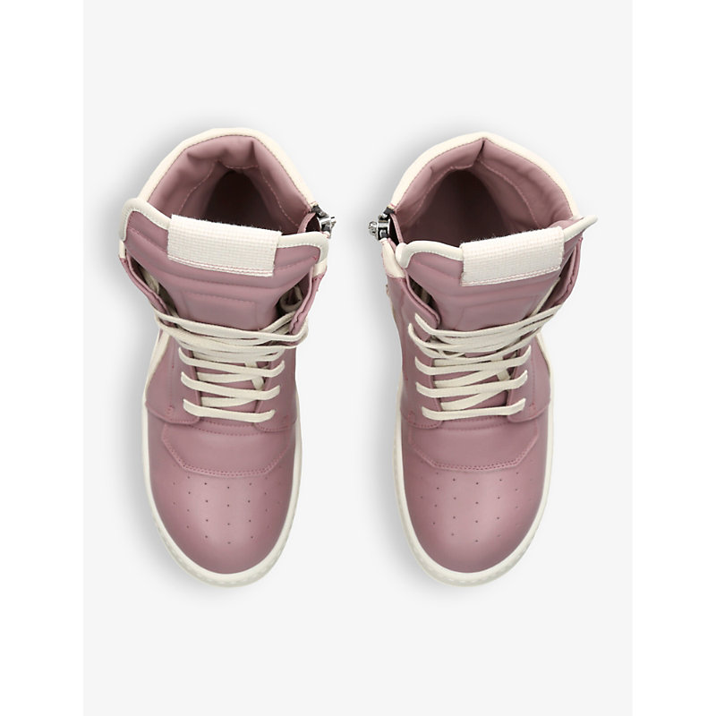 Womens Pale Pink Geobasket Lace-up Leather High-top Trainers