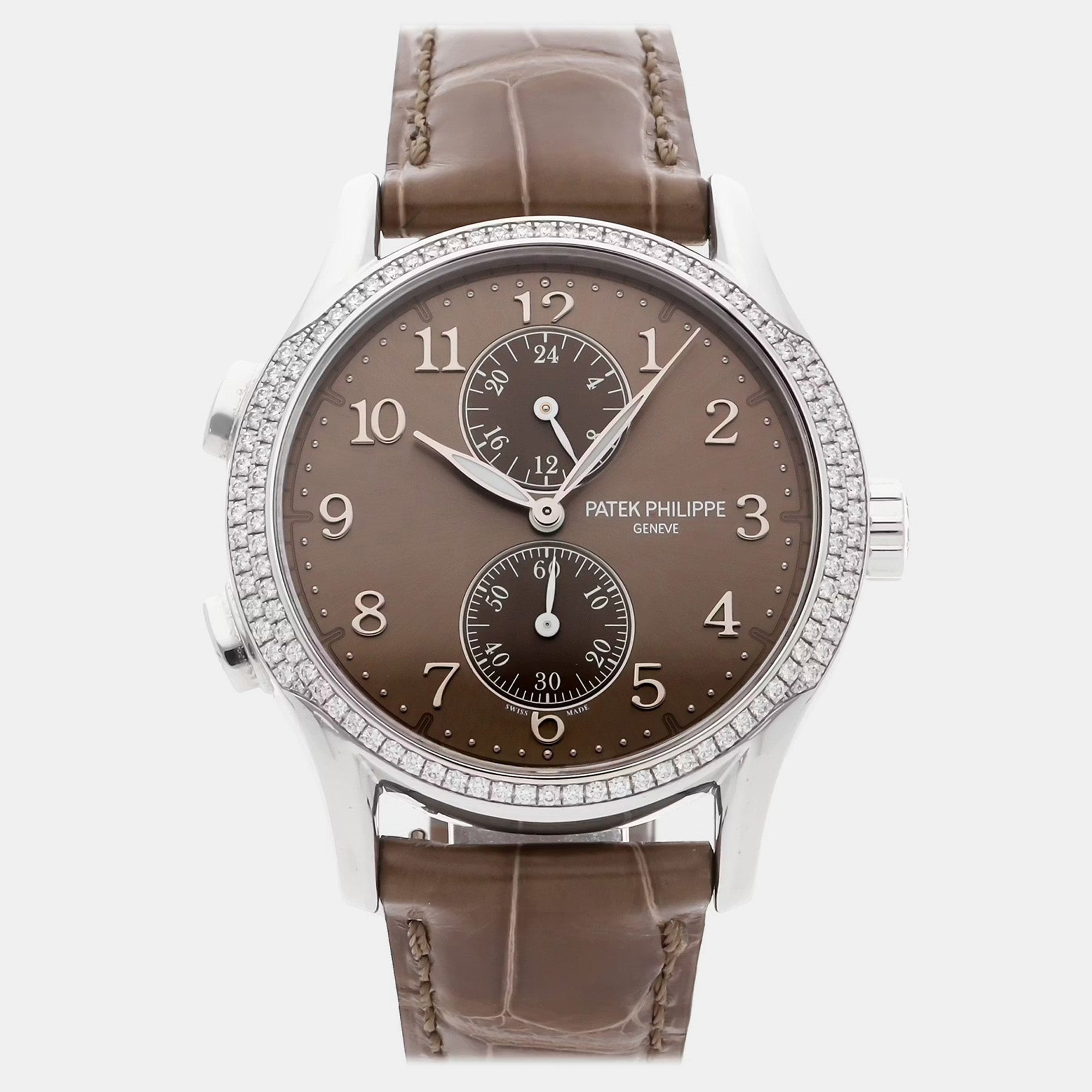 Patek Philippe Calatrava 7134G-001 Brown White Gold Manual Winding Men's Wristwatch