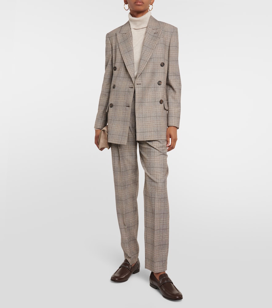 Checked wool and cotton-blend pants