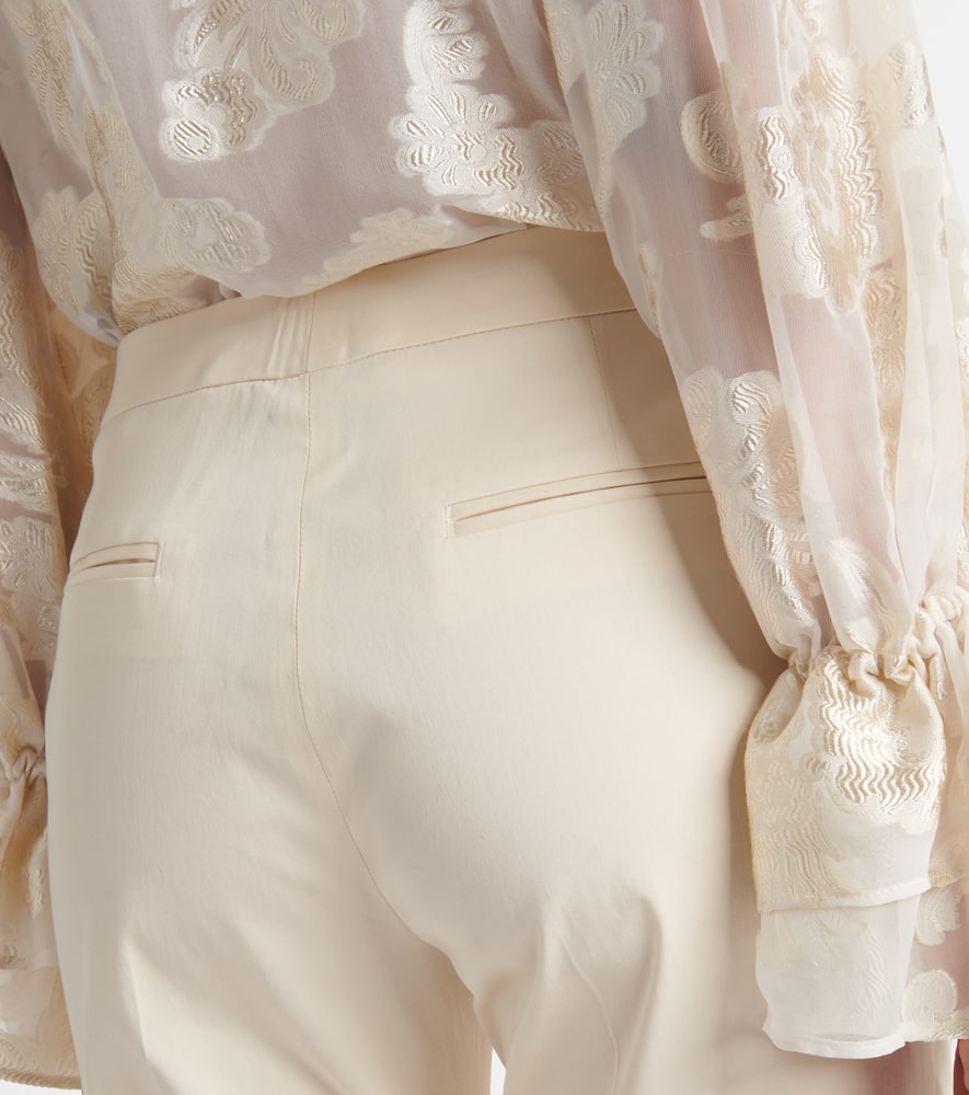 High-rise cotton-blend tapered pants