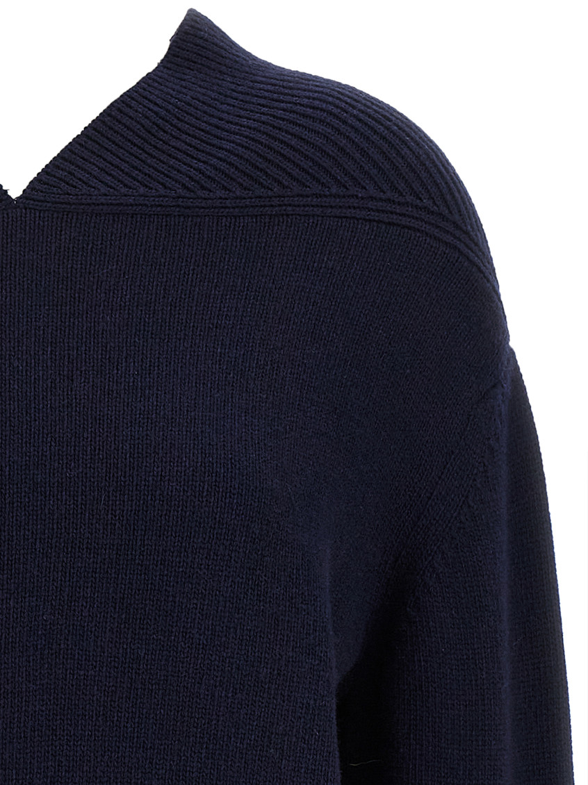 V-Neck Yoke Detail Sweaters And Cardigans Blue