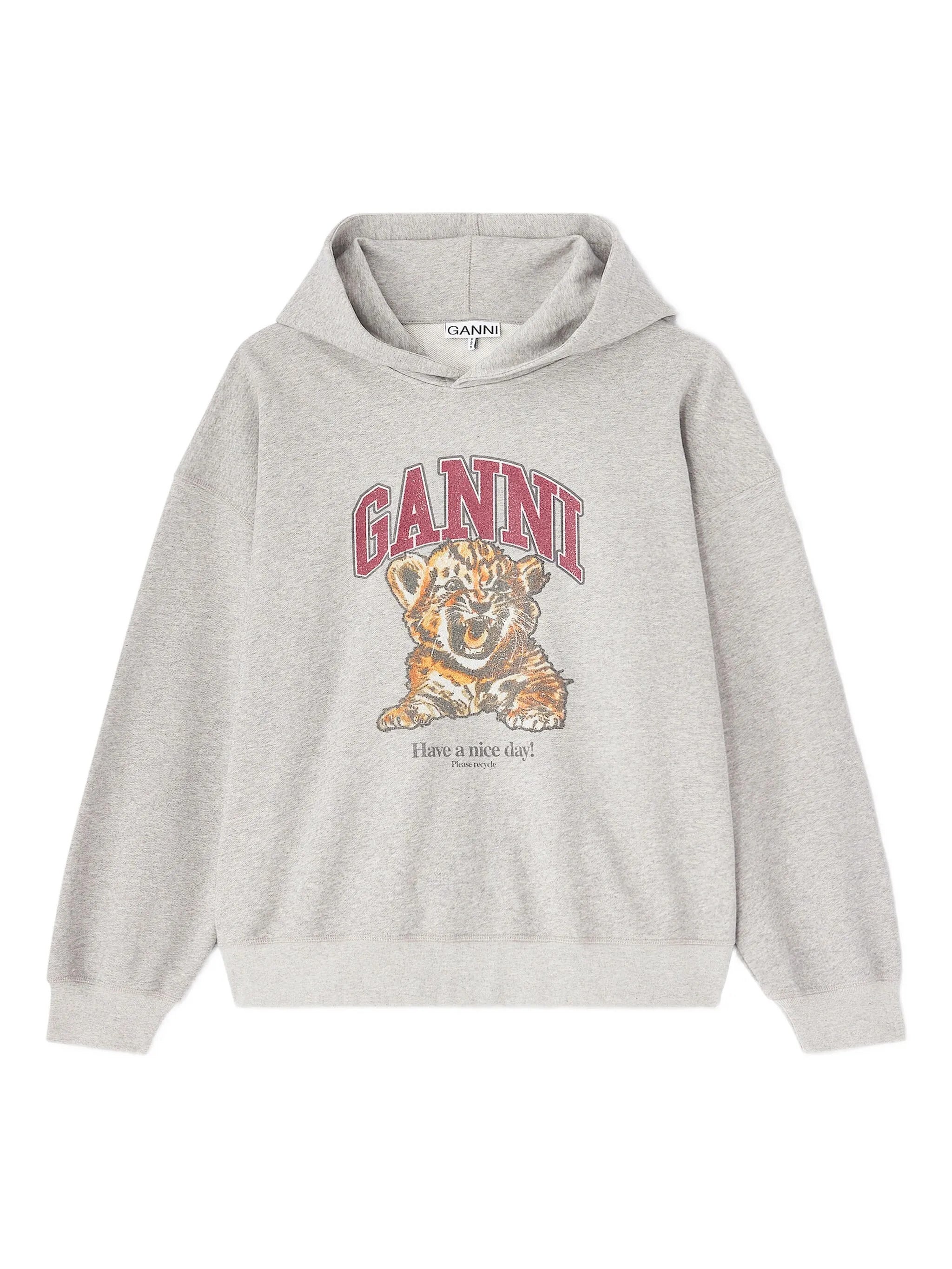 G hooded sweatshirt with tiger logo print and ribbed cuffs