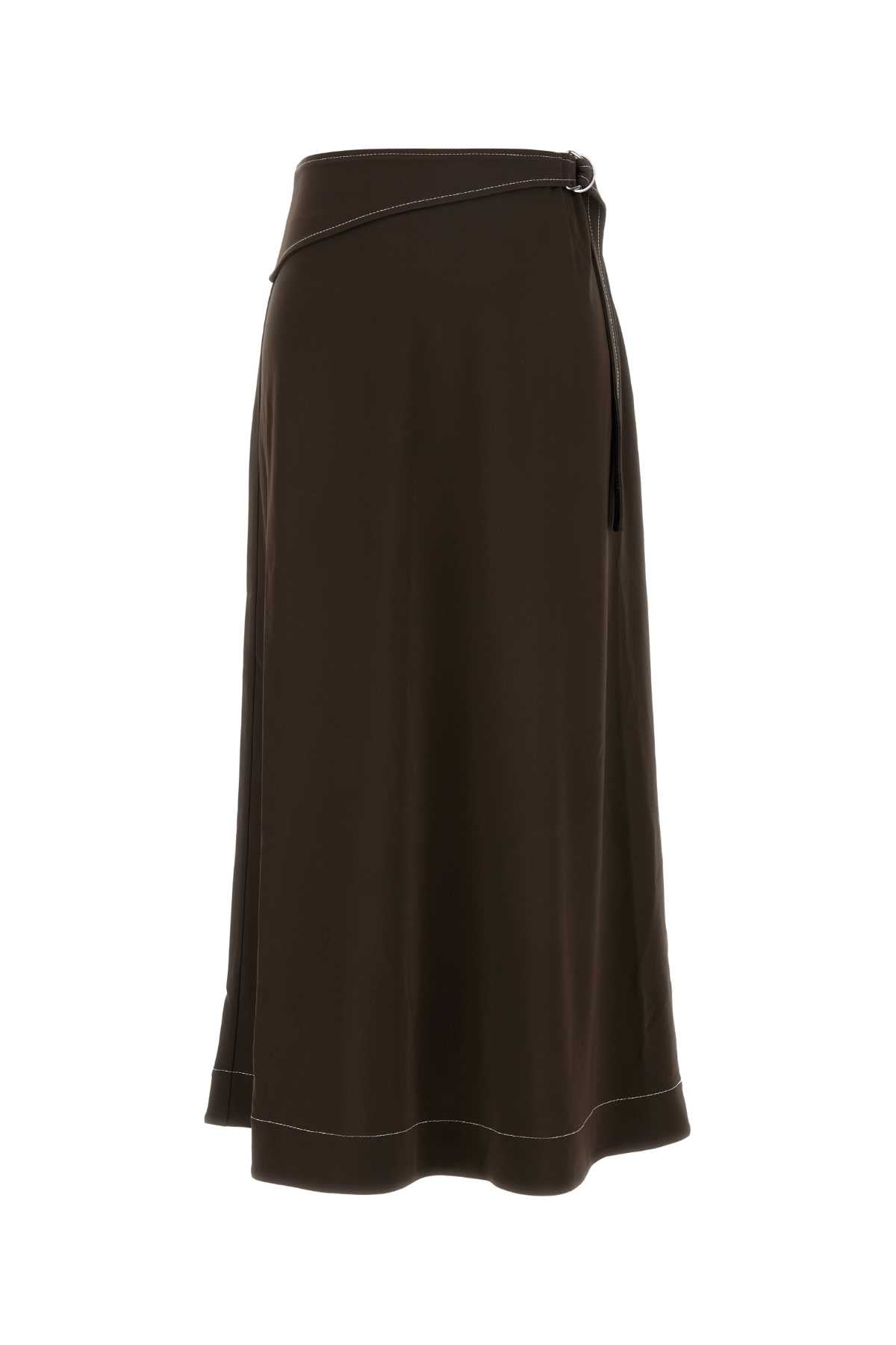 Viscose A-Line Skirt — Brown