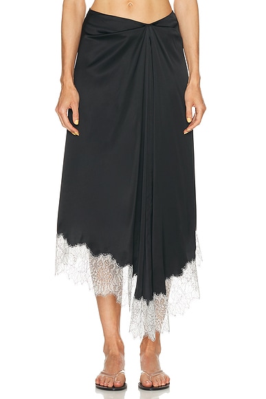 Staud Sonoma Silk Skirt in Black - Black. 0 also , 4