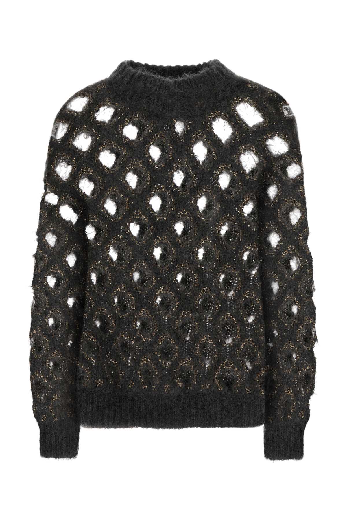 Polka-Dot Mohair Blend Sweater — Gray