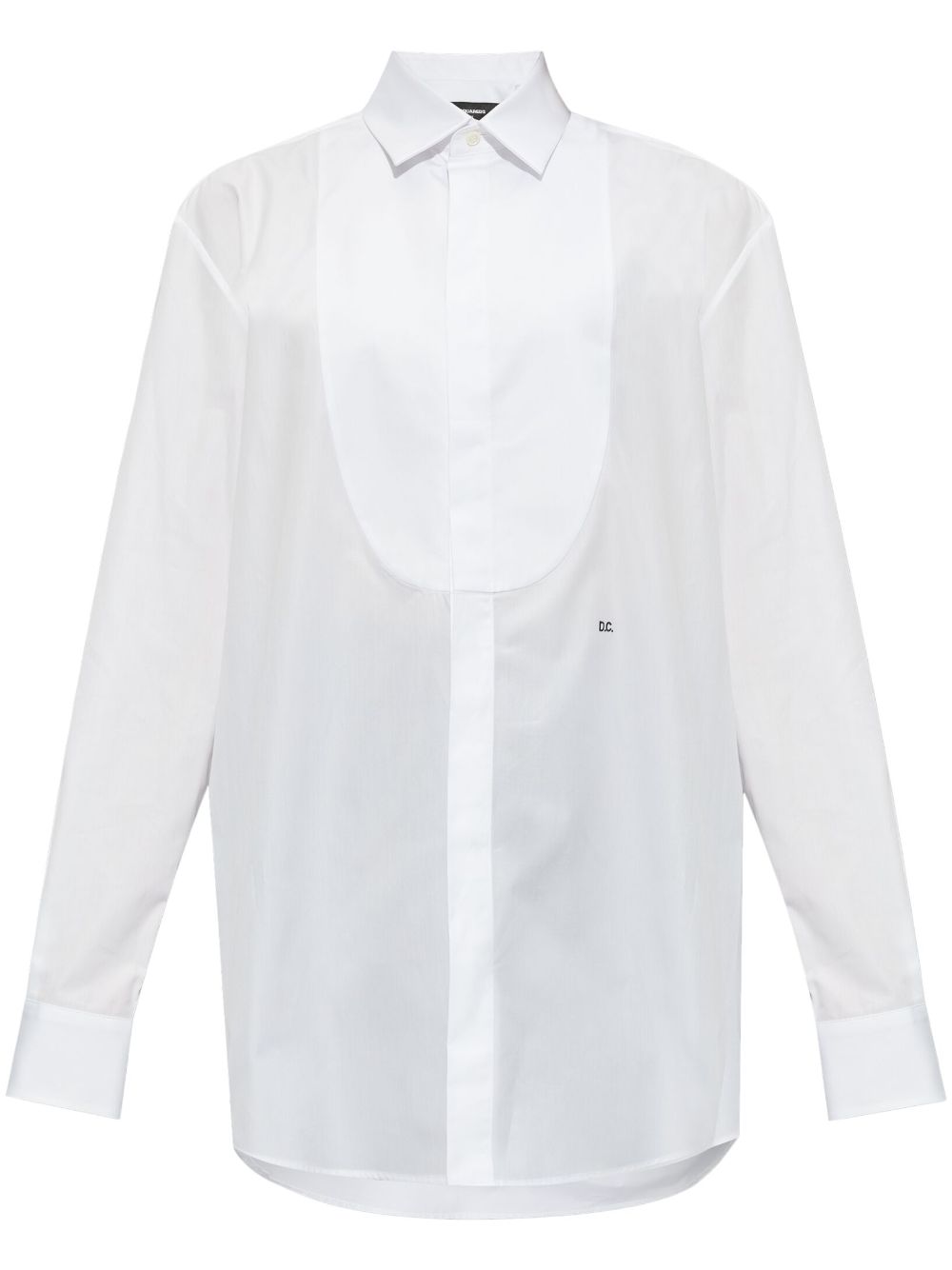 Bib collar cotton shirt - White