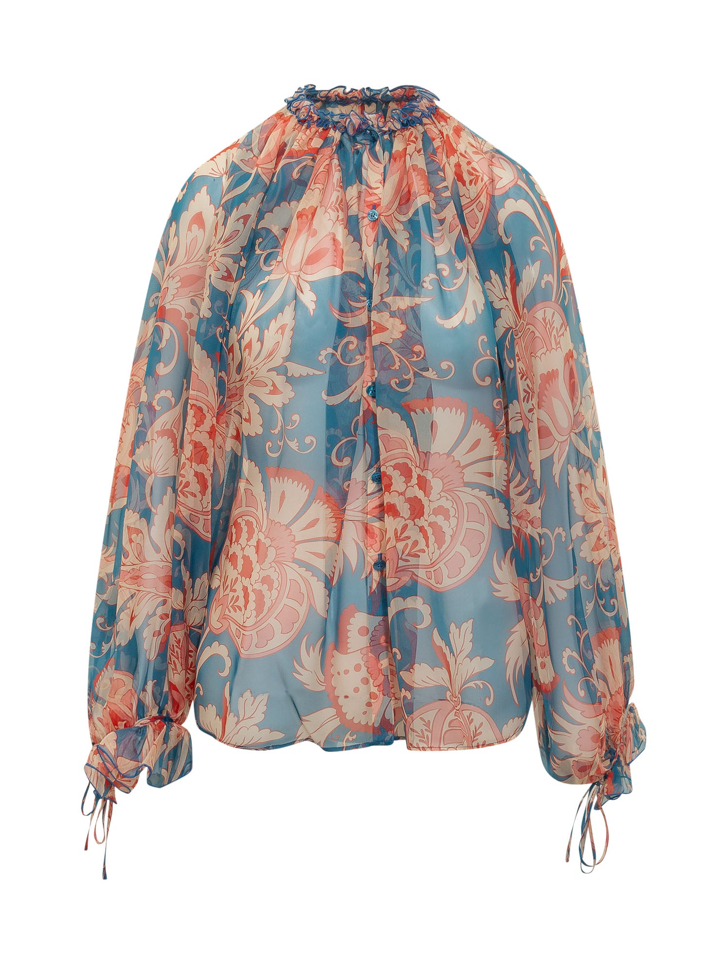 Elegant Shirt with Gathered Neck Detail