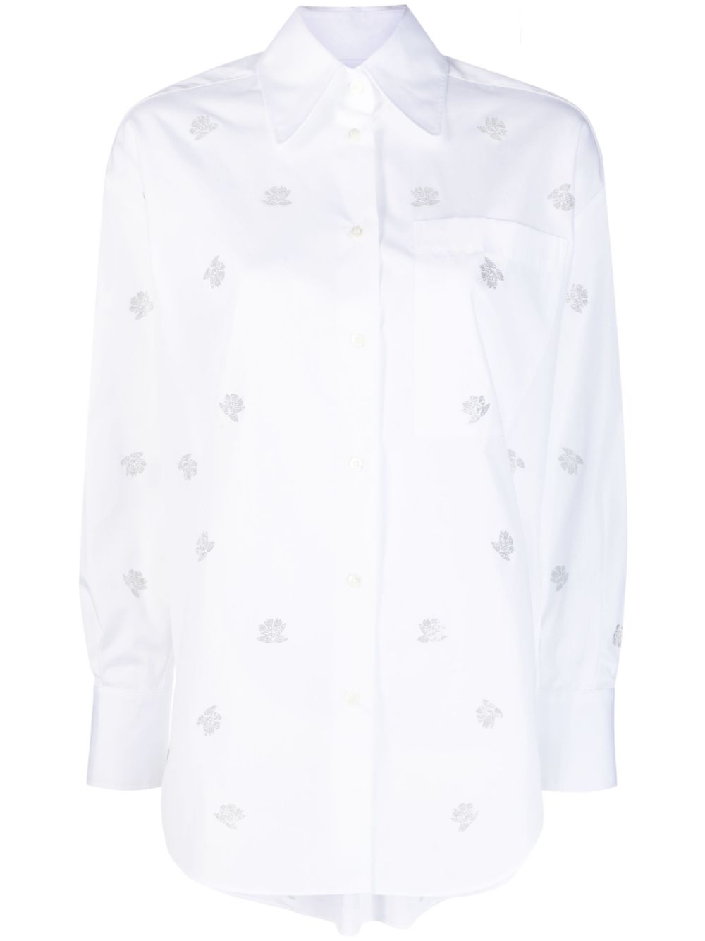 Crystal-embellished cotton shirt - White