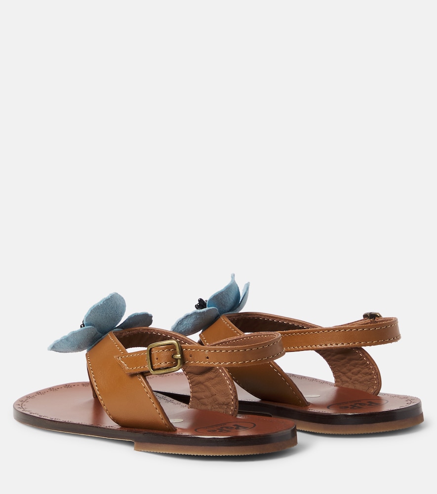 PèPè Juliette floral-appliqué leather sandals