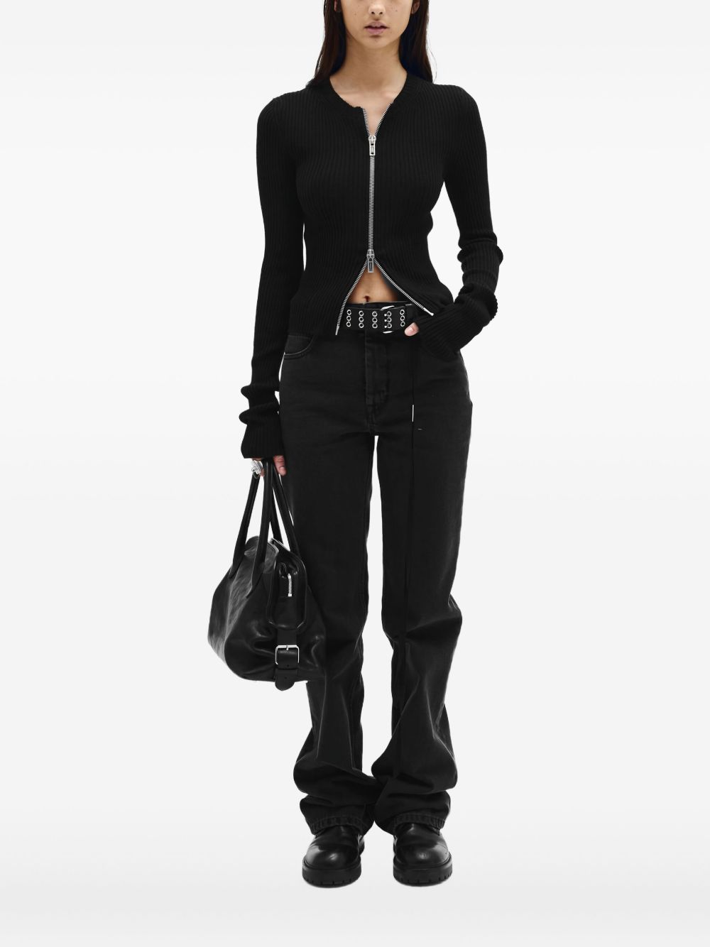 Terna cropped zip-up cardigan - Black
