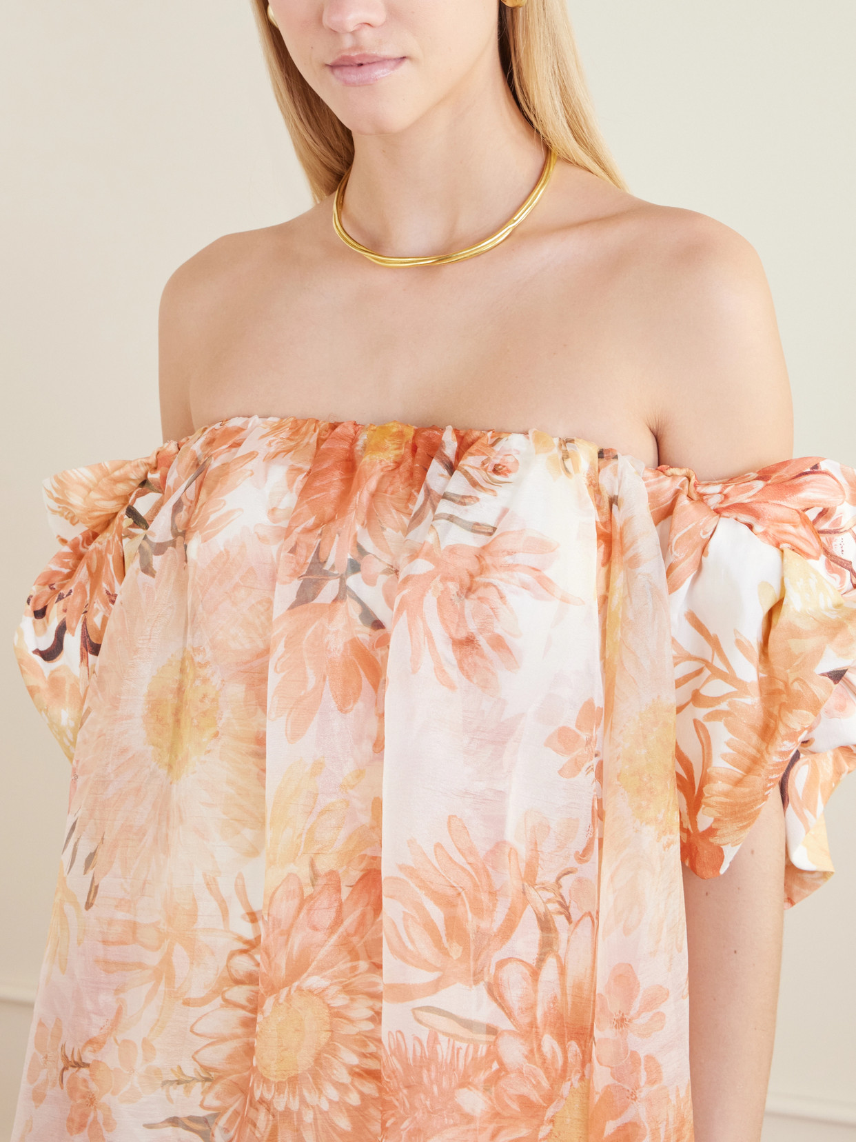 Cosette Ruffled Organza Gown - Orange
