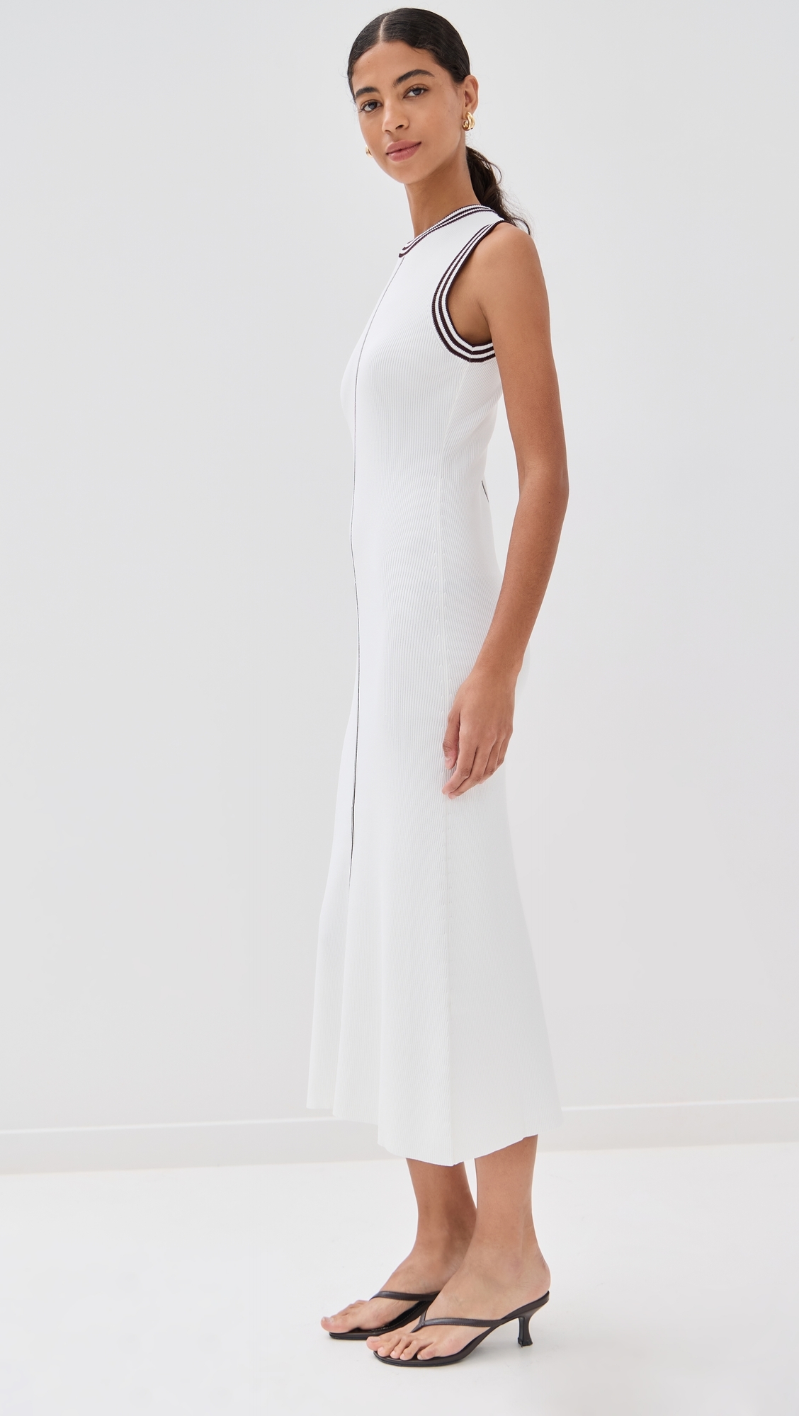 LE BOP Ringer Midi Dress White & Chocolate