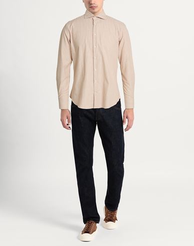 Man Shirt Camel Size 17 Cotton