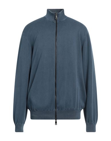 Alpha Studio Man Cardigan Slate blue Size 46 Cotton