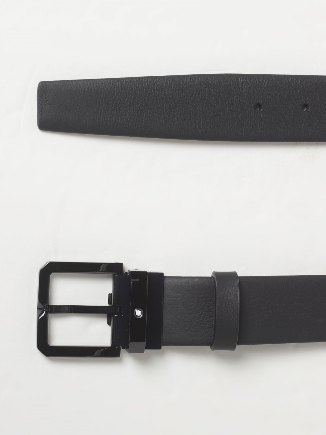 Square-buckle leather belt - Black