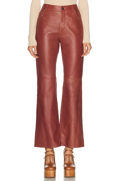 Chloe Slouch Lambskin Pant in Tawny Red - Rust. 40 also in