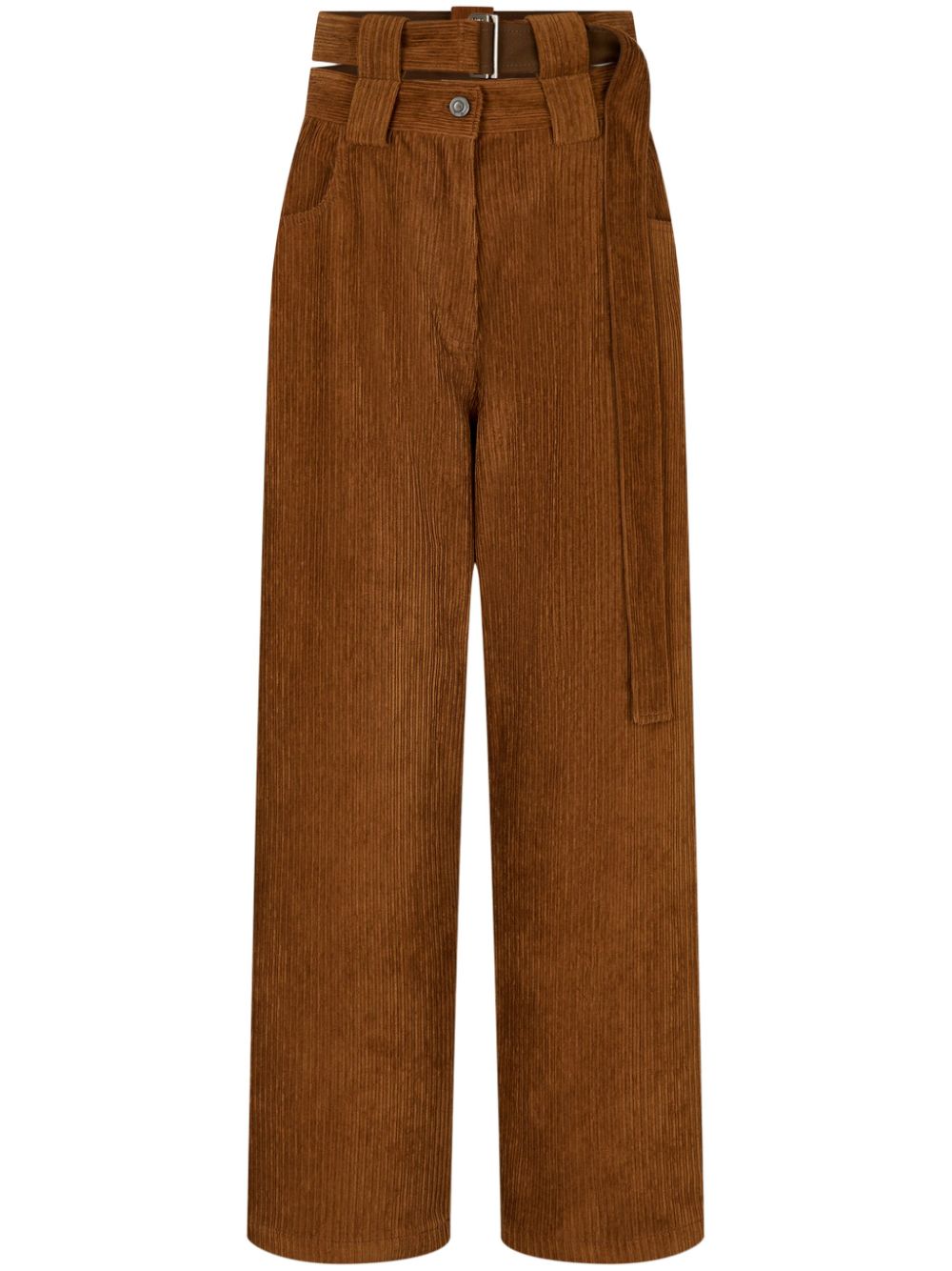 Corduroy press-creased trousers - Brown