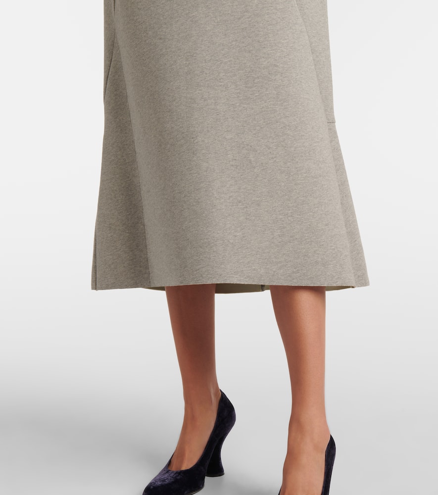 Cotton-blend midi skirt