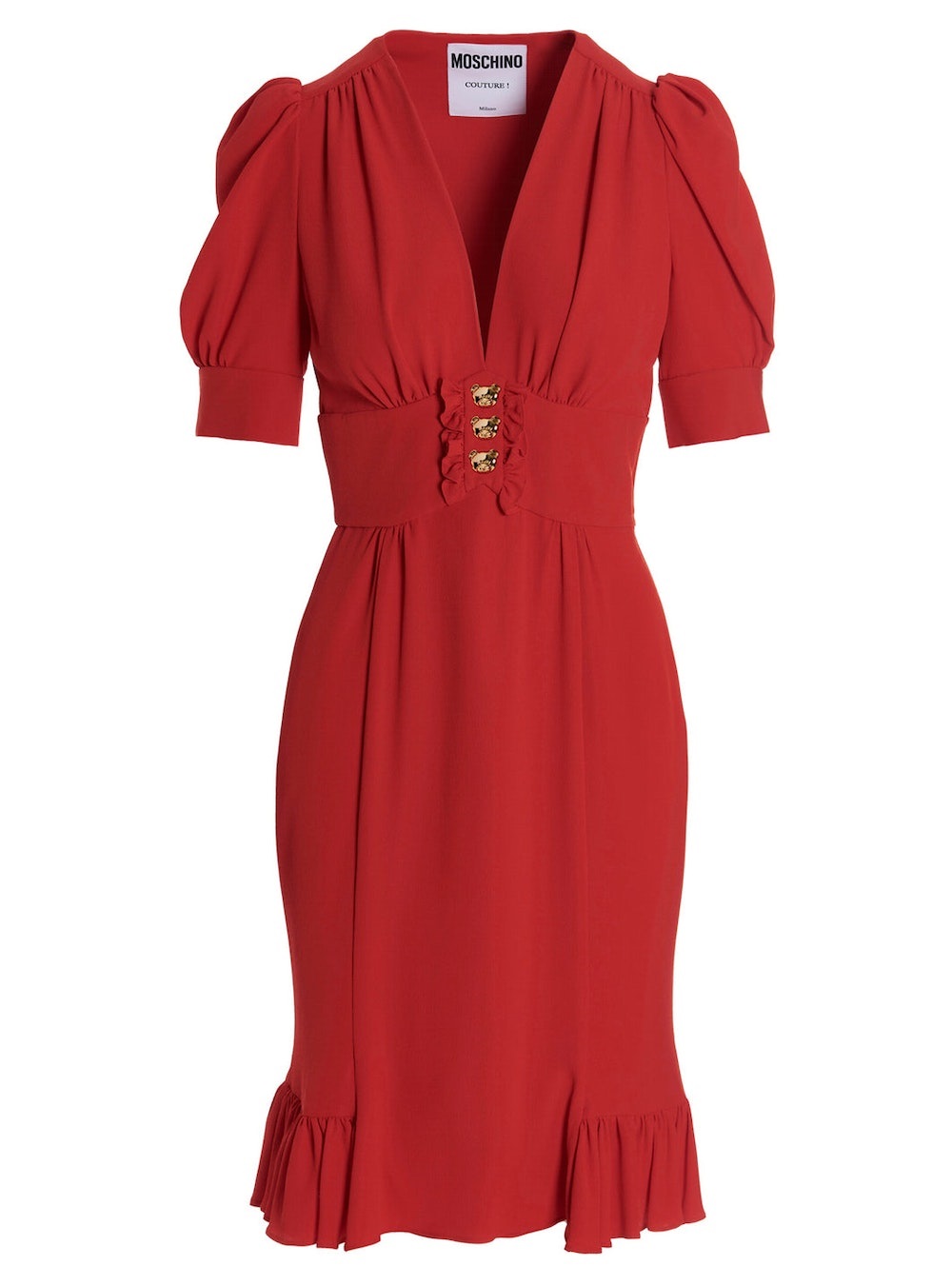 Ladies Red Teddy Ruffle Dress